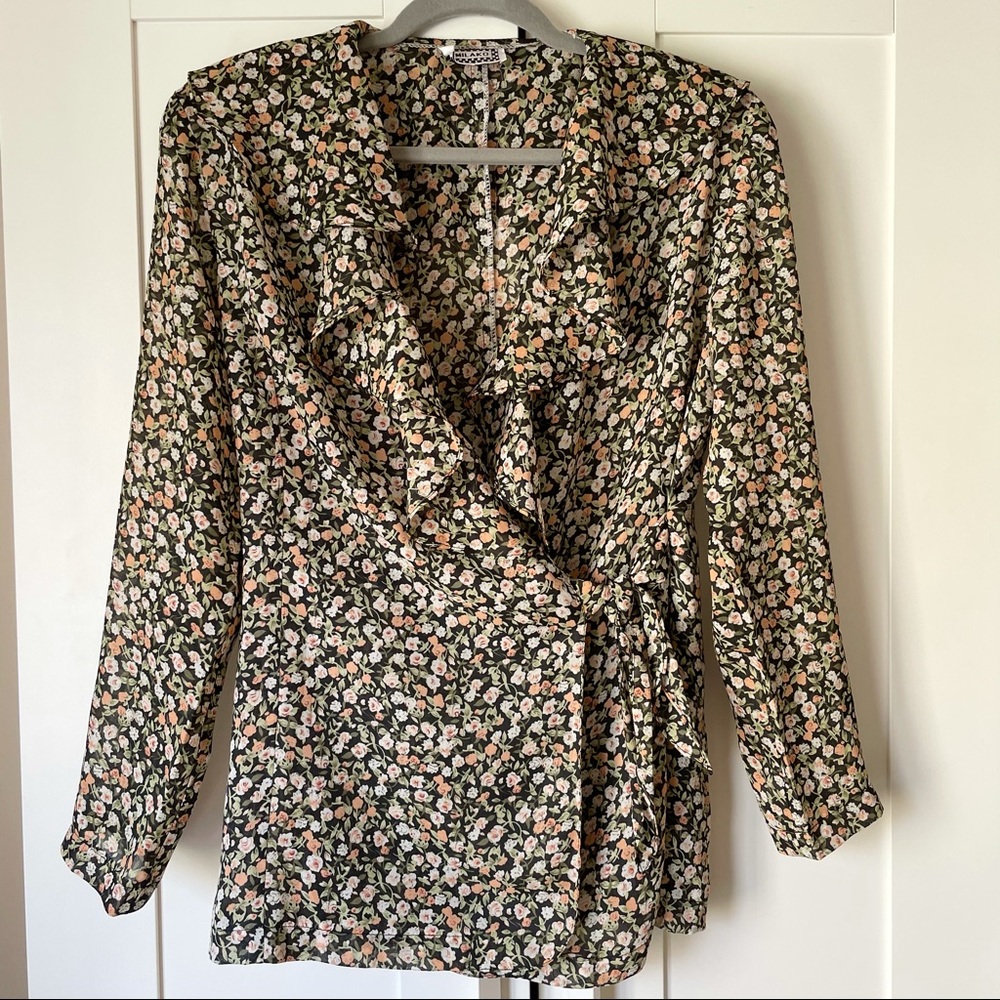Vintage Floral Wrap Top